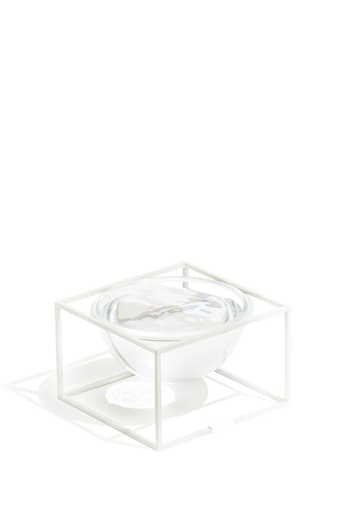 Moonlight Elevated Pet Glass Table. White. Short