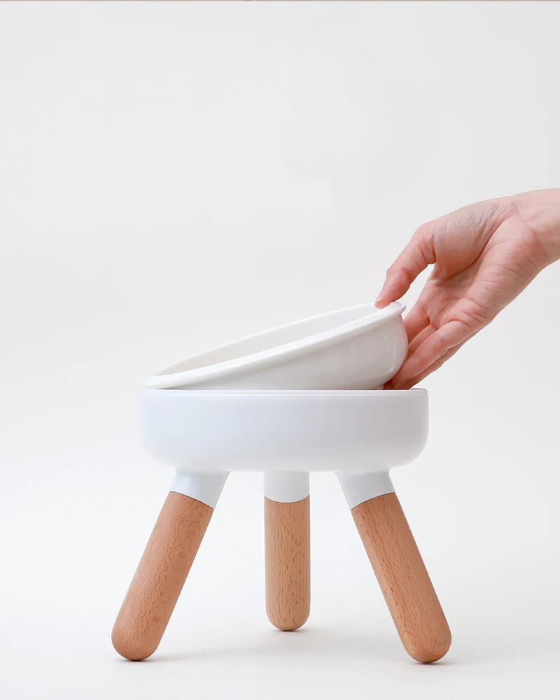 Oreo Elevated Pet Table Wood . Beech . Tall