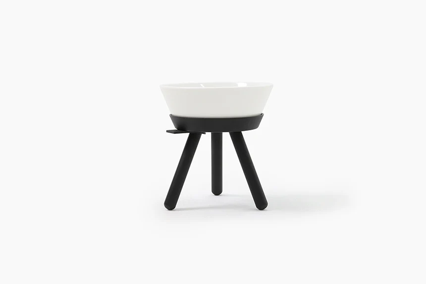 Oreo Elevated Pet Feeder Table . Black & White . Tall