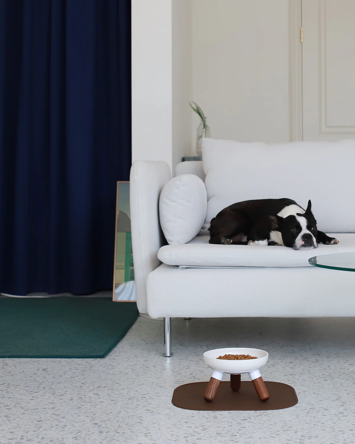 Oreo Ceramic Elevated Pet Wood Table . Short