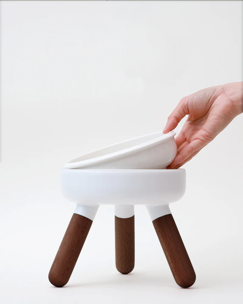 Oreo Elevated Pet Table Wood . Walnut . Tall