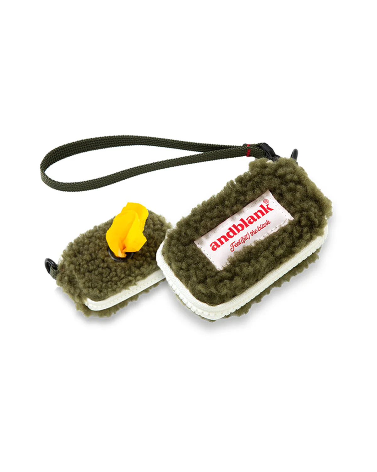 Fleece poop bag case . Olive