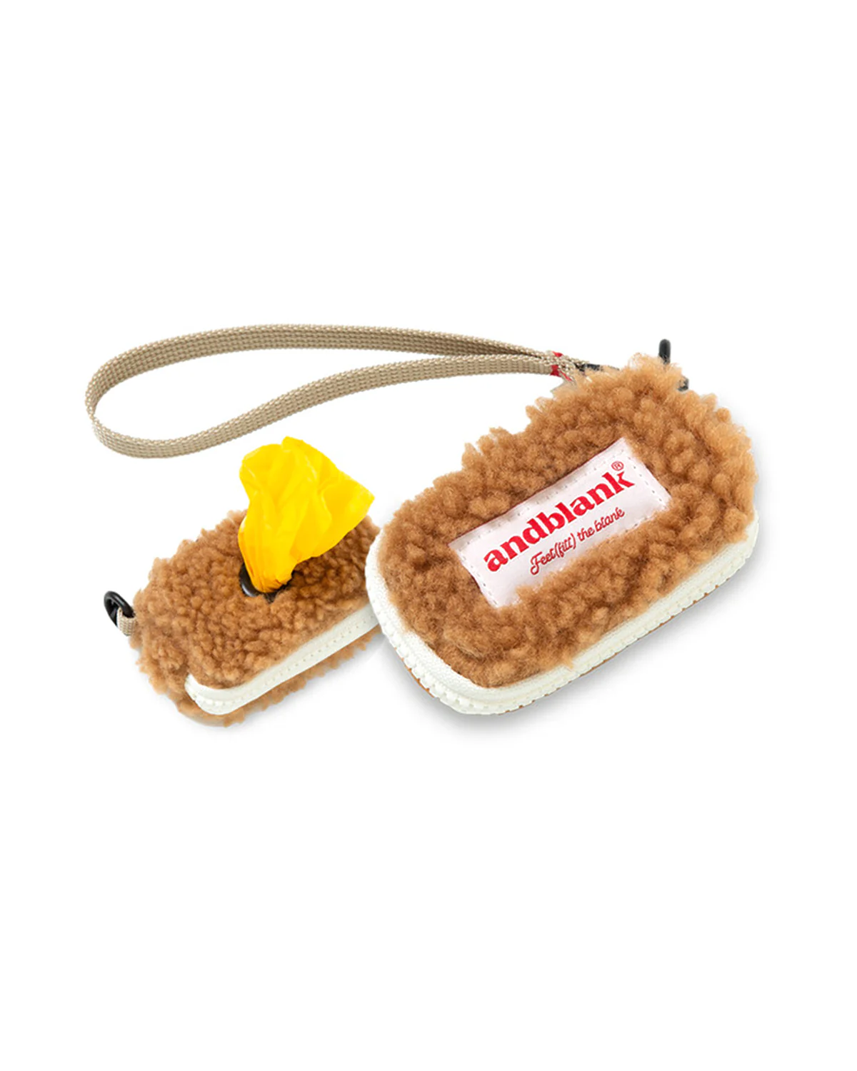 Fleece poop bag case . Camel