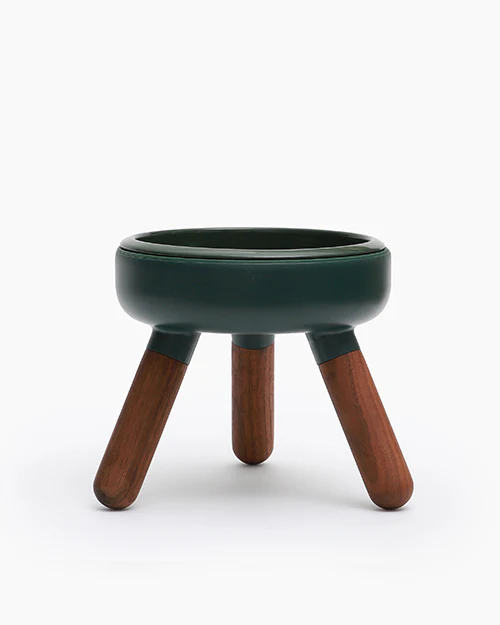 Oreo Elevated Pet Table Wood . Dark Green . Tall