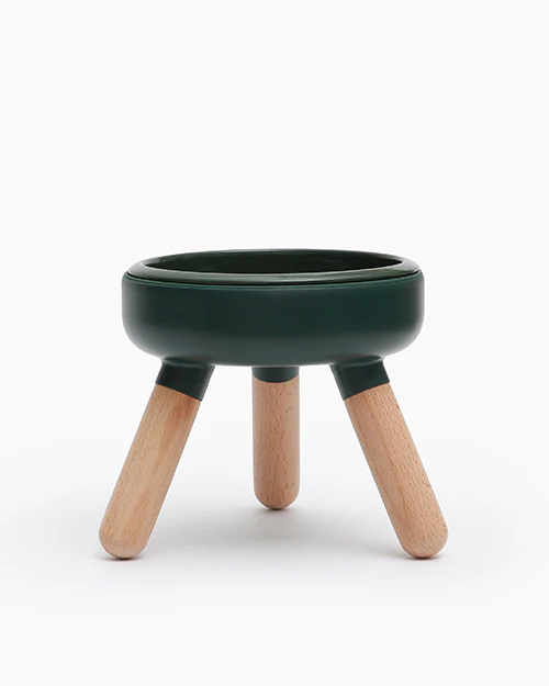 Oreo Elevated Pet Table Wood . Dark Green . Tall