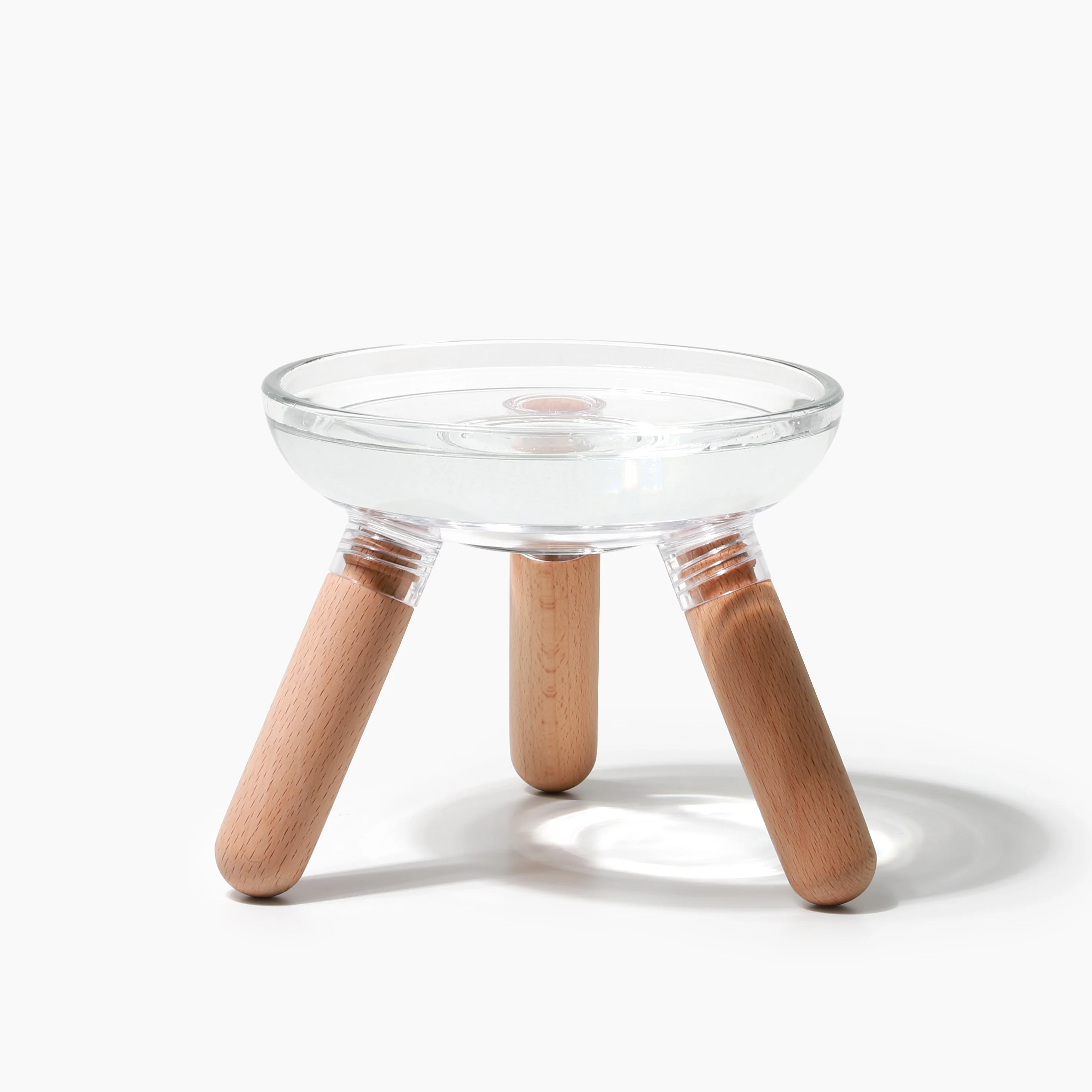 Oreo Glass Elevated Pet Table. Beech . Tall