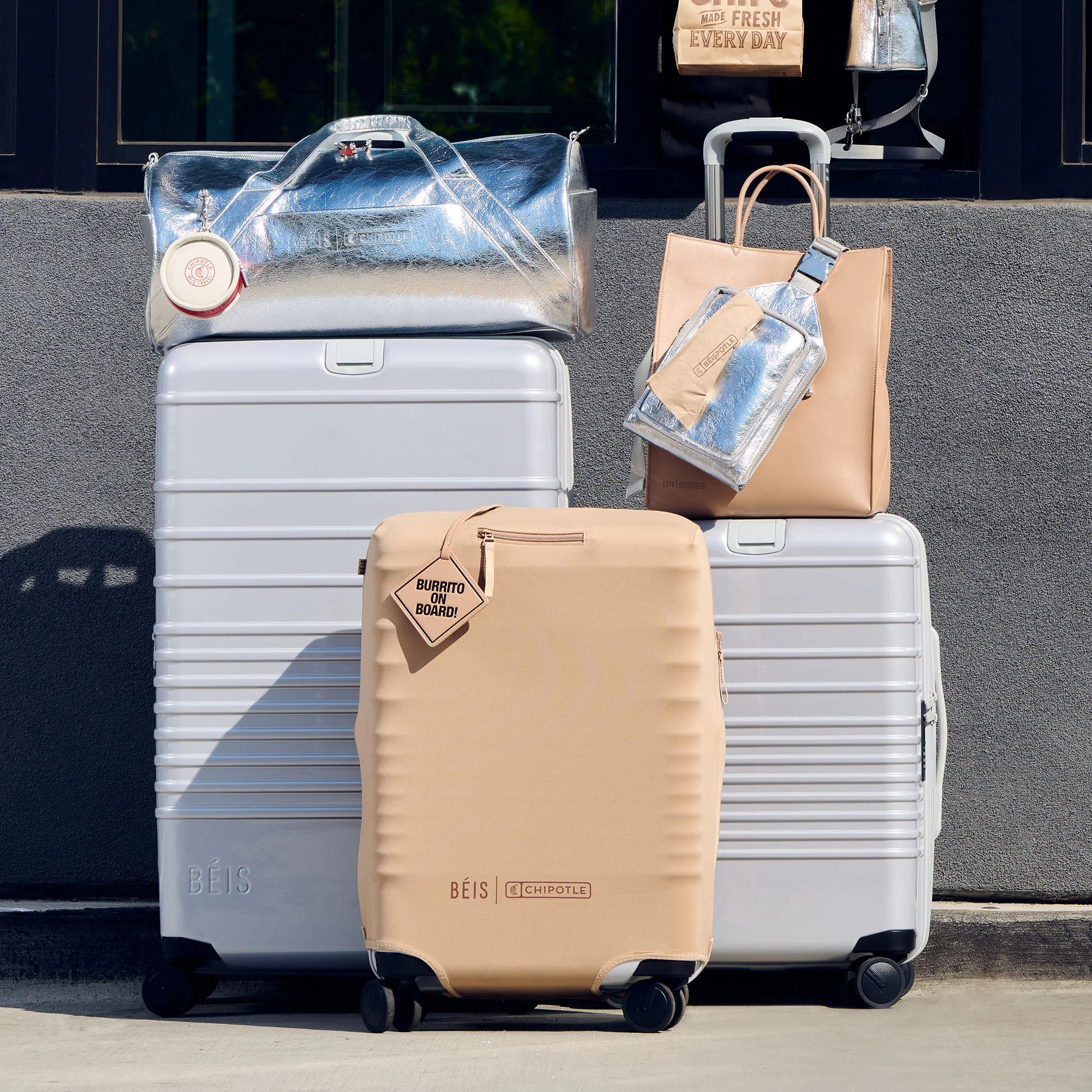 BÉIS x Chipotle The Carry-On Luggage Cover in Kraft Brown