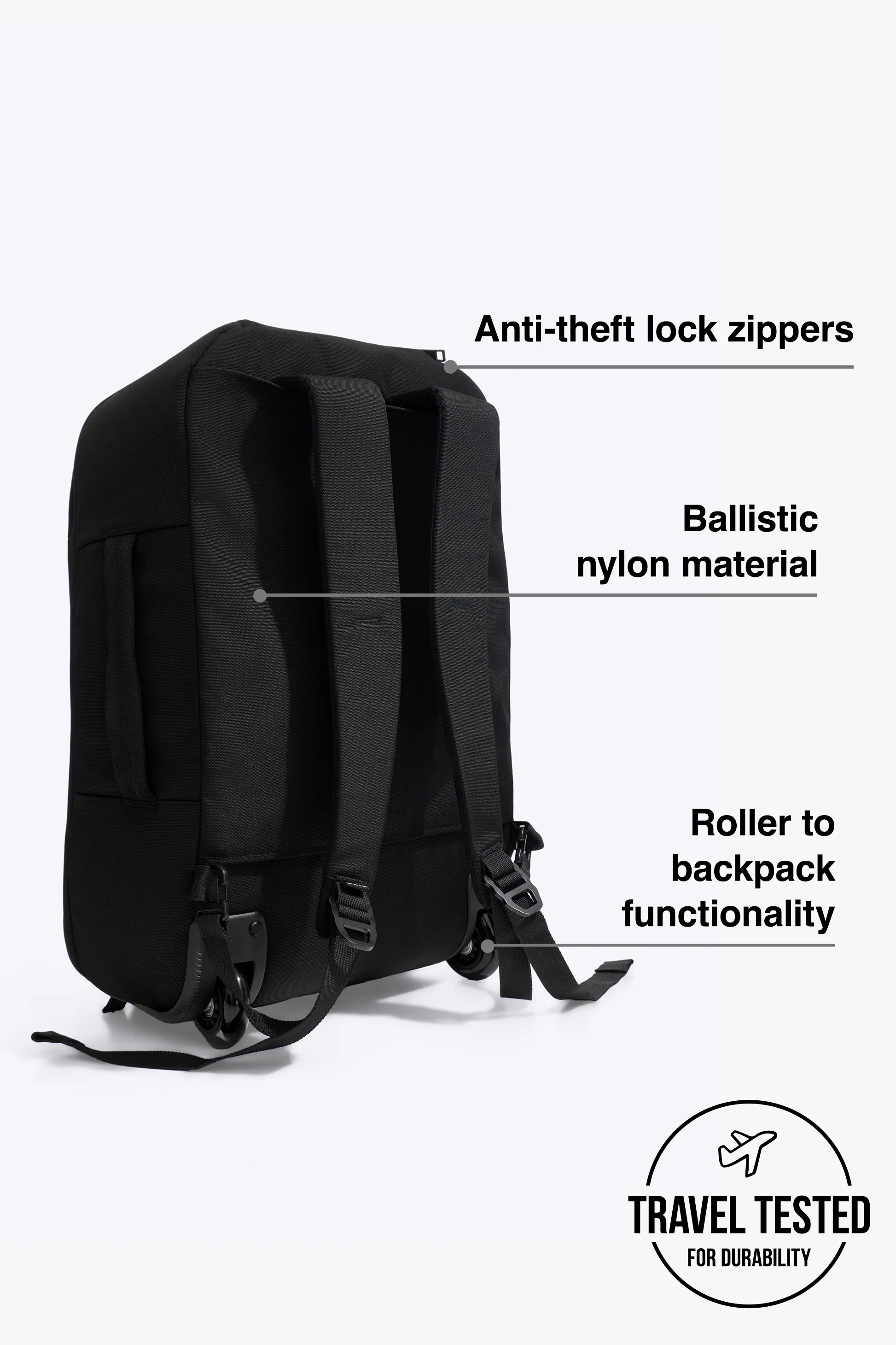 The Pro Rolling Backpack in Black