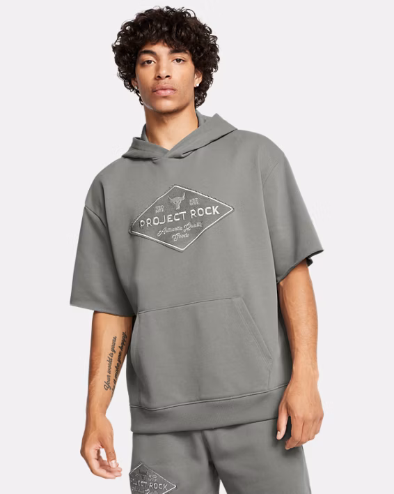 Project Rock Heavyweight Tools Of The Trade Men's Short Sleeve Hoodie