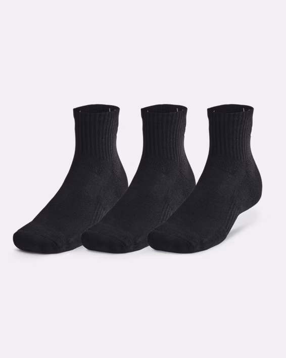 UA Training Cotton Unisex 3-Pack Quarter Socks