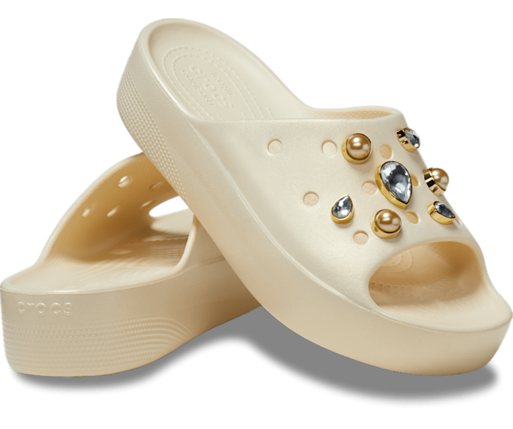 Classic Platform Crystals & Pearls Slide
