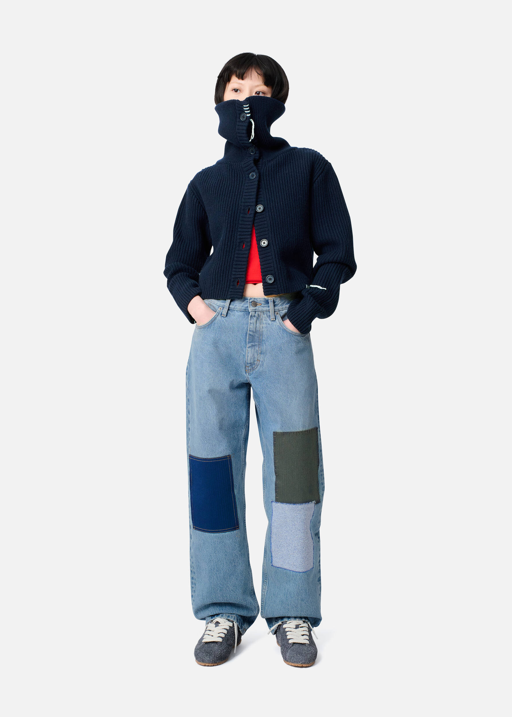 Zine Embroidered Patch Jeans