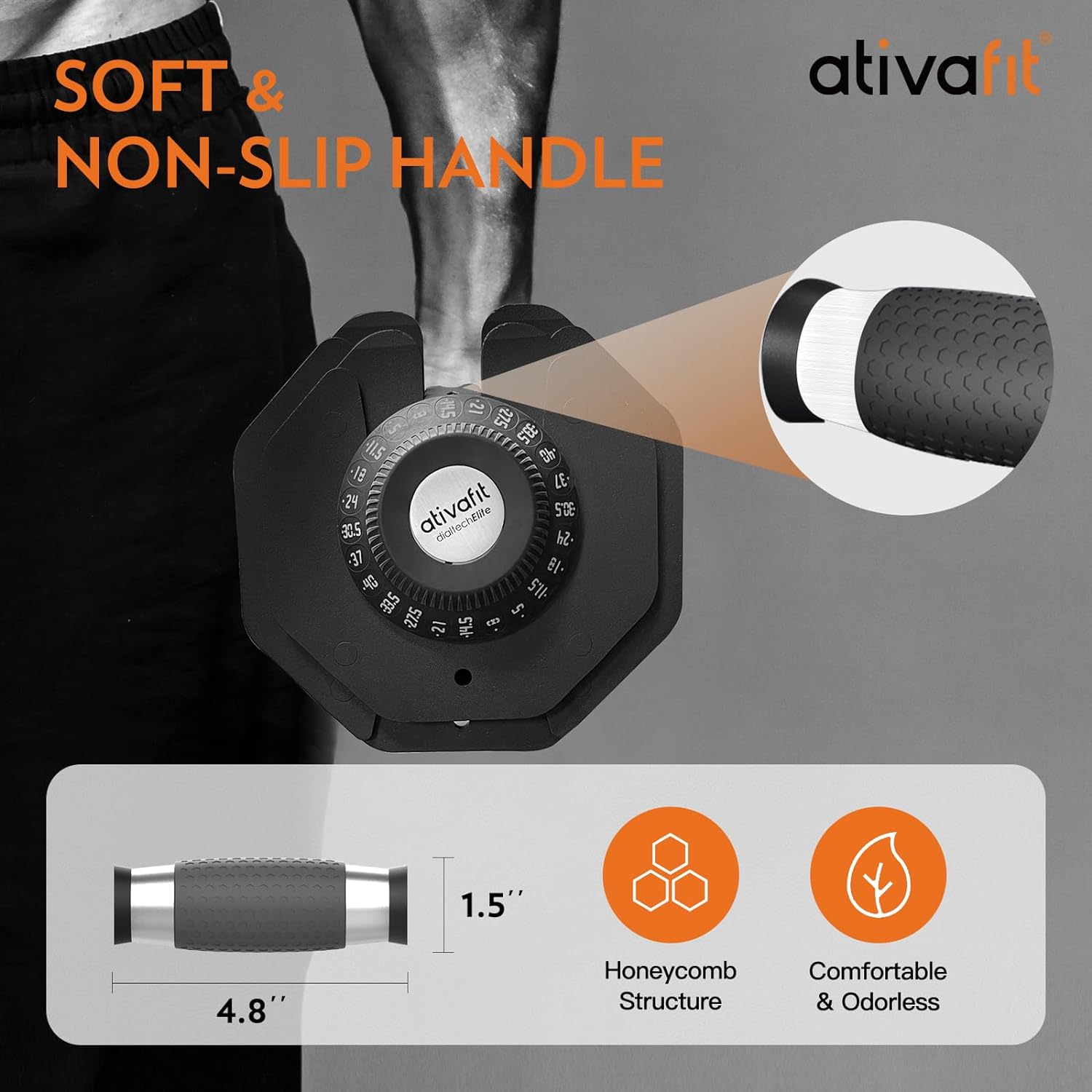 ATIVAFIT Adjustable Dumbbell Set 88 LBS Pair Dumbbell Free Weights Dumbbell Multiweight Options for Men Women Full Body Workout Fitness Home Gym