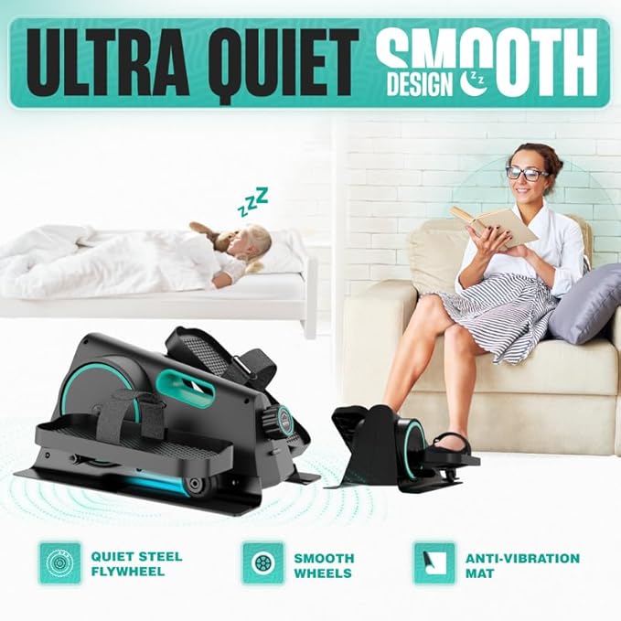 MODVEL Seated Under Desk Elliptical Machine for Home Workout, Mini Elliptical, Desk Bike Pedal Exerciser, Whisper Quiet, Under Desk Pedal Exerciser w/Adjustable Resistance & LCD Display