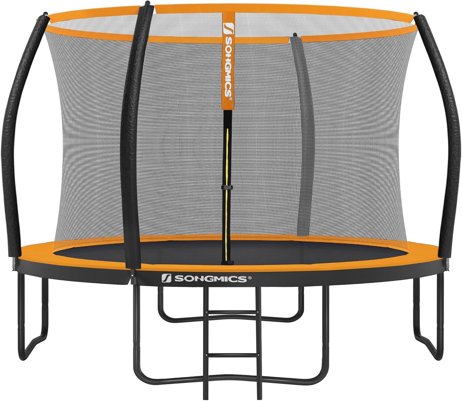 SONGMICS Trampolin Outdoor Ø 305 cm. rundes Gartentrampolin für Kinder mit Sicherheitsnetz. Randabdeckung. Leiter und gepolsterten Stangen
