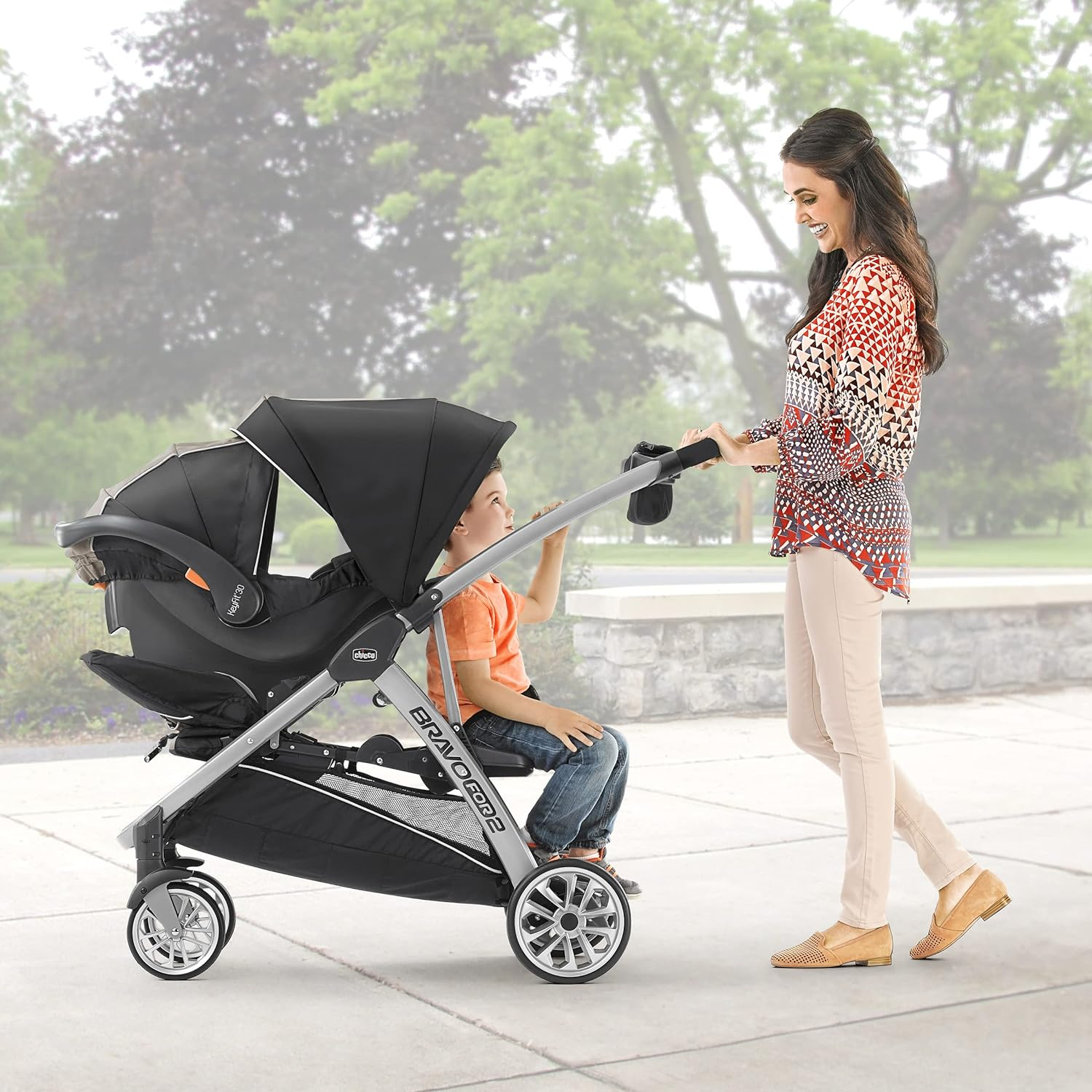 Chicco Bravo For2 Standing/Sitting Double Stroller, Iron