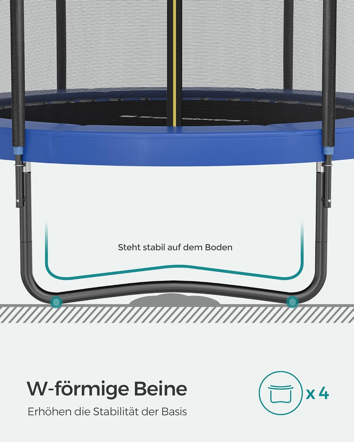 SONGMICS Trampolin Outdoor Ø 366 cm. rundes Gartentrampolin mit Sicherheitsnetz und Leiter. Randabdeckung. gepolstertes Gestell. für Kinder