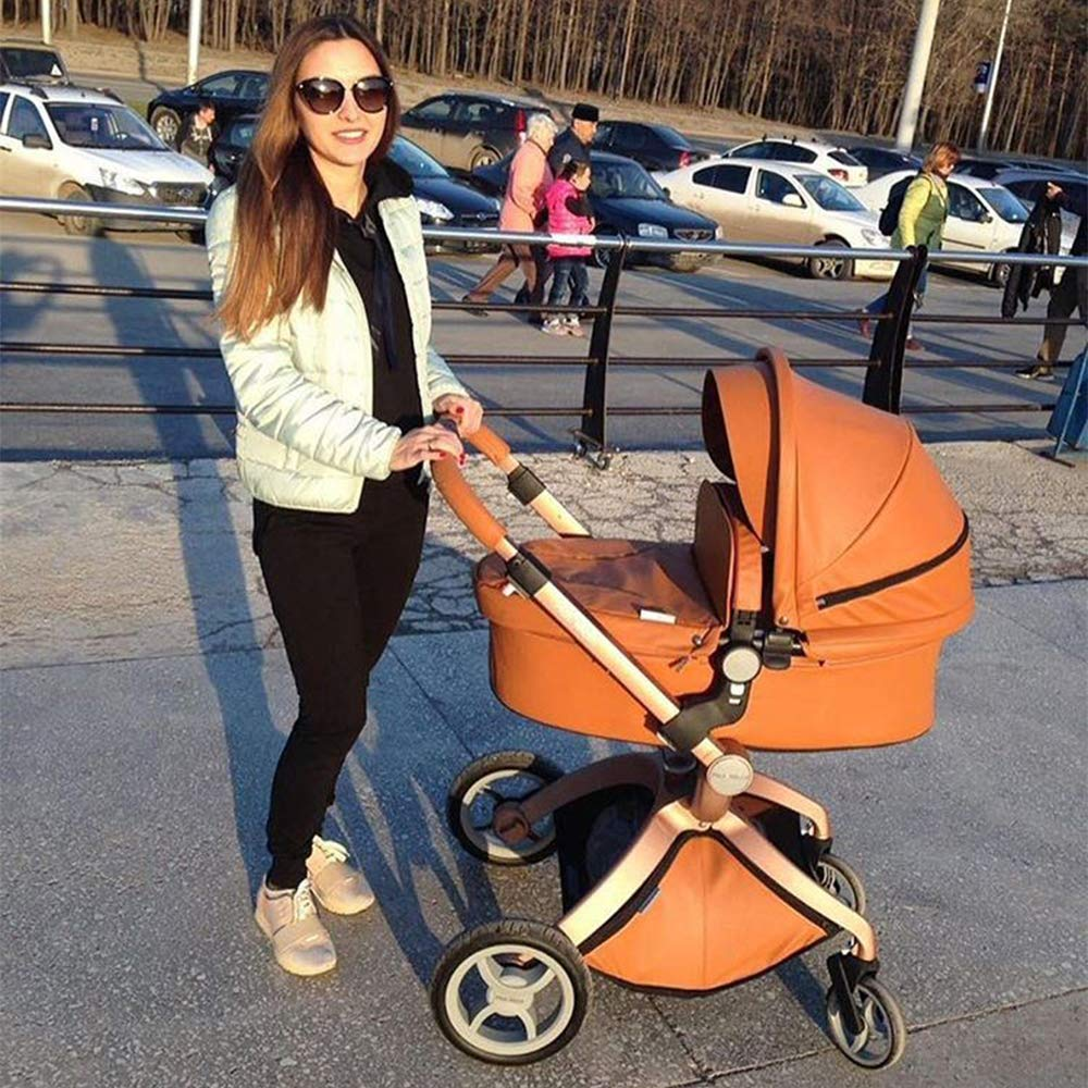 Hot Mom Baby Stroller: Baby Carriage with Adjustable Seat Height Angle and Four-Wheel Shock Absorption,Reversible,High Landscape and Fashional Pram