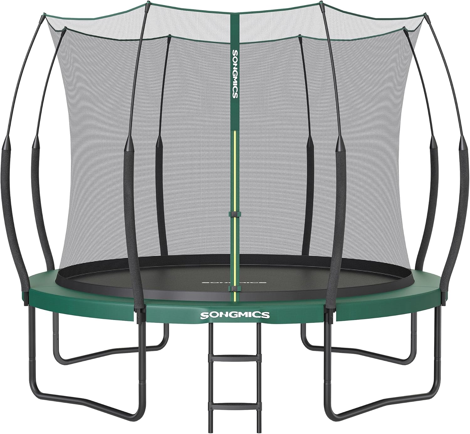 SONGMICS Federloses Trampolin Ø 305 cm. Trampolin Outdoor für Kinder. elastische Seile. Sicherheitsnetz mit Reißverschluss. Glasfaserstangen. sicher. geräuscharm