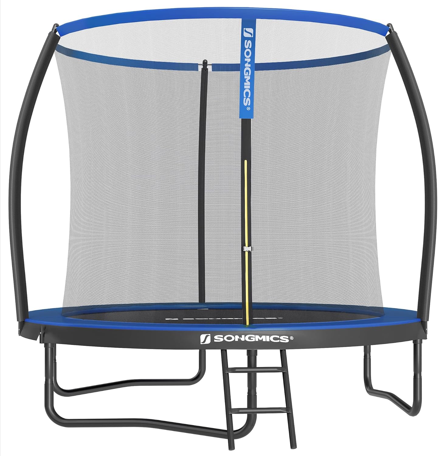 SONGMICS Trampolin Outdoor Ø 244 cm. rundes Gartentrampolin für Kinder mit Sicherheitsnetz. Randabdeckung. Leiter und gepolsterten Stangen