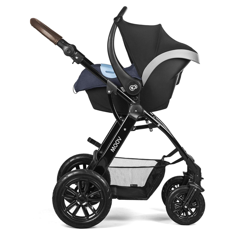 Kinderkraft MOOV 3 in 1 Stroller, Cane Stroller, Trio, Baby Stroller, Baby Pram, With Car Seat, Accessories, Universal Adapters, Carrycot, Big Wheels, 25kg,