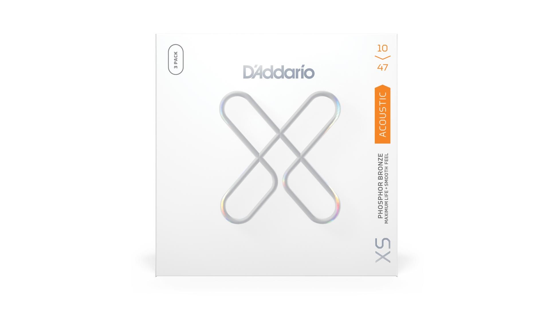 D'Addario 10-47 Extra Light, XS Phosphor Bronze Coated Acoustic Guitar Strings 3-Pack