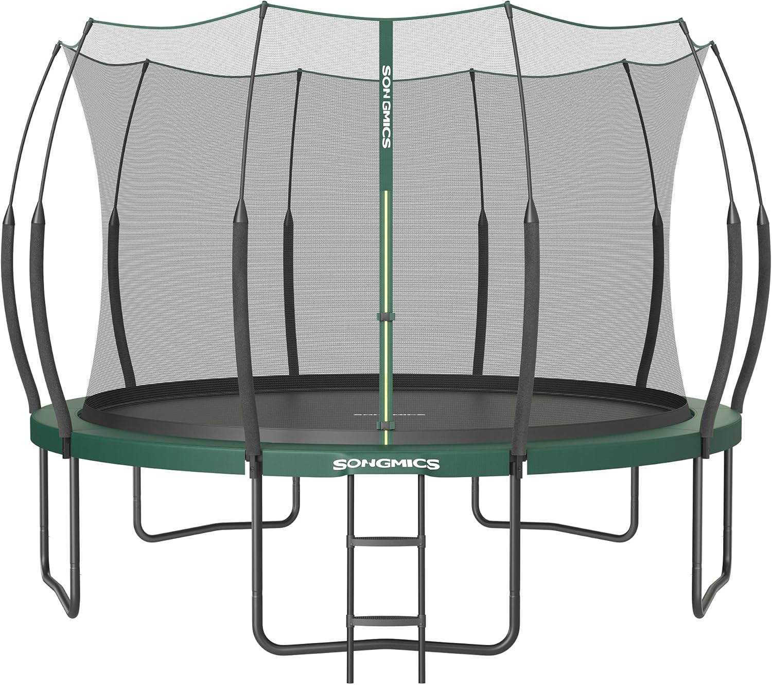 SONGMICS Federloses Trampolin Ø 366 cm. Trampolin Outdoor für Kinder. elastische Seile. Sicherheitsnetz mit Reißverschluss. Glasfaserstangen. sicher. geräuscharm