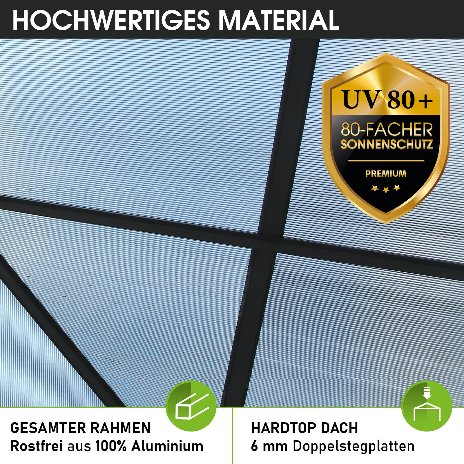 BRAST Alu Pavillon PAGODE 3.5x3.5m beige mit Moskitonetz & LED-Beleuchtung