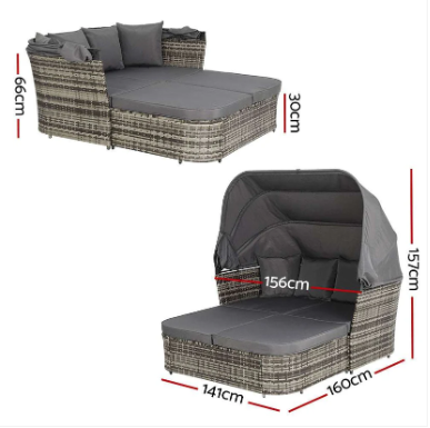 Outdoor Daybed Sun Lounge Day Bed Pillows Rectangle