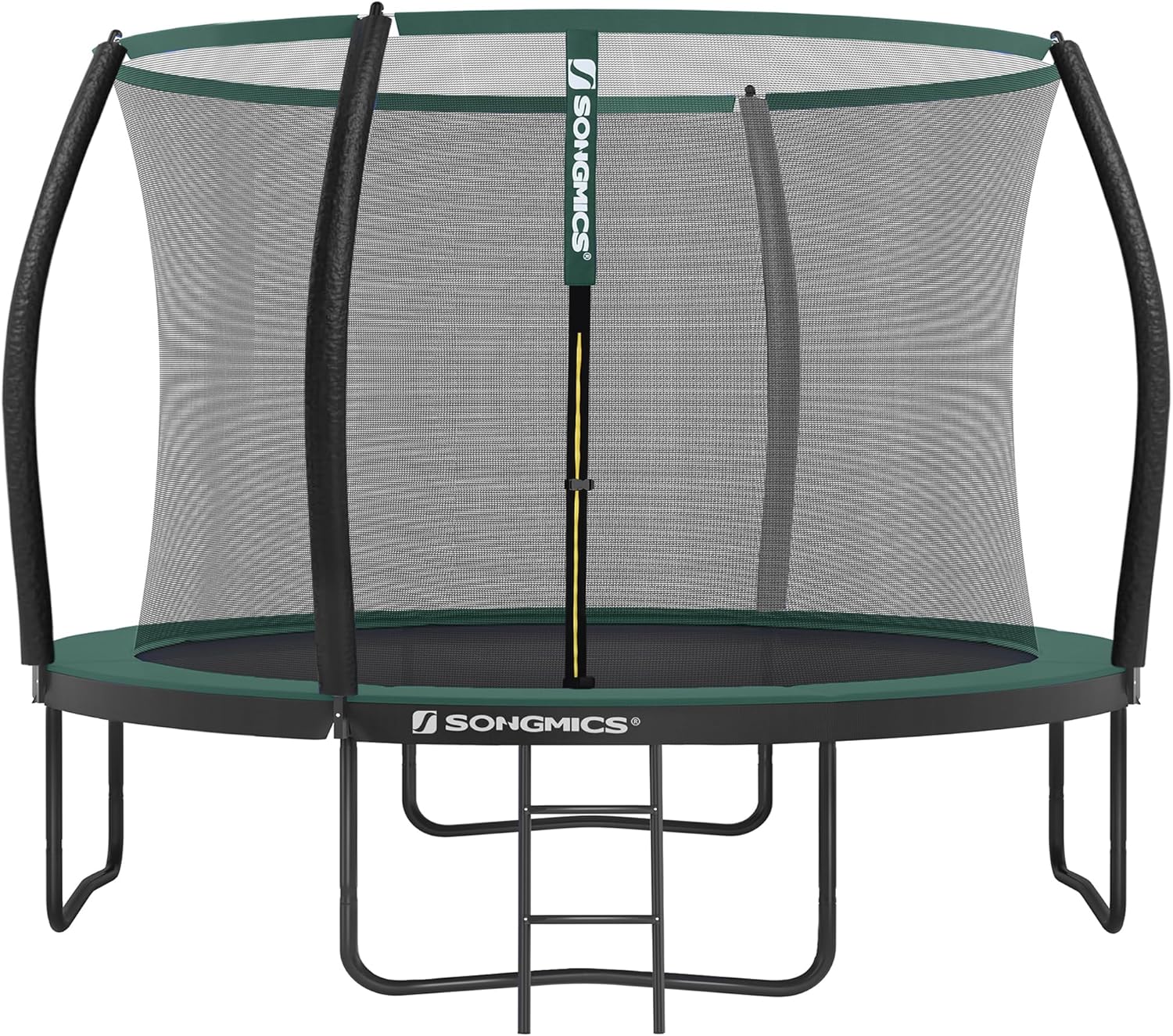 SONGMICS Trampolin Outdoor Ø 305 cm. rundes Gartentrampolin für Kinder mit Sicherheitsnetz. Randabdeckung. Leiter und gepolsterten Stangen