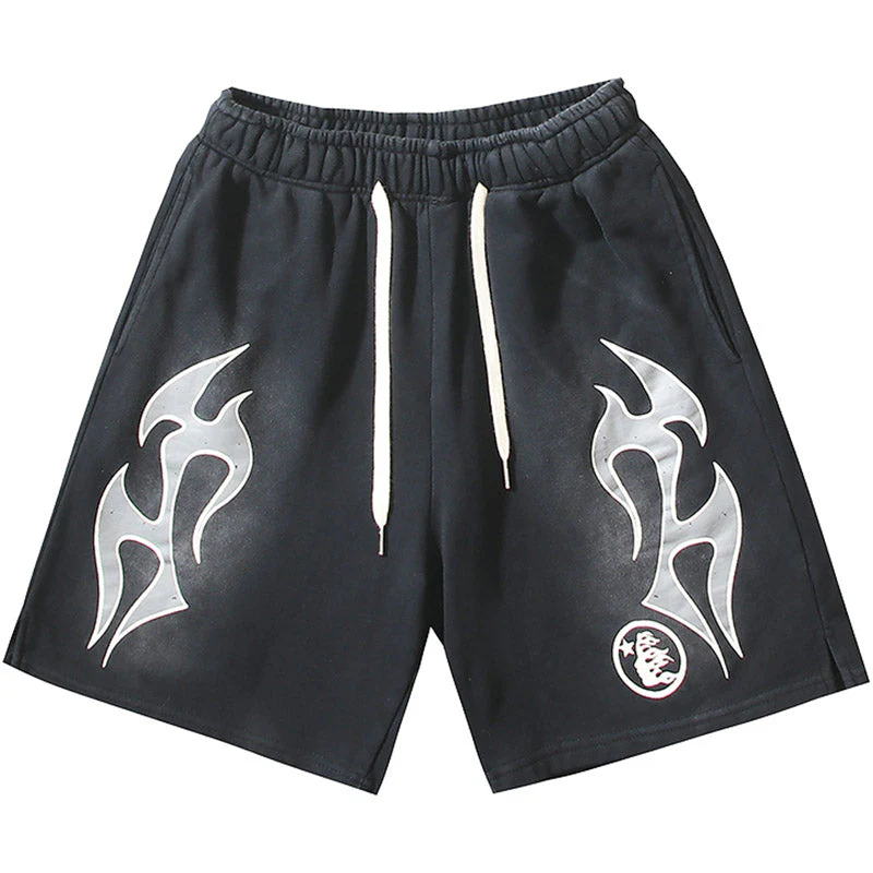 Hellstar Grey Flame Shorts-Pink/Black