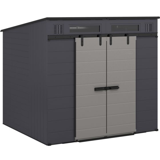 Modernist® 8 ft. x 7 ft. Dual Barn Door Storage Shed