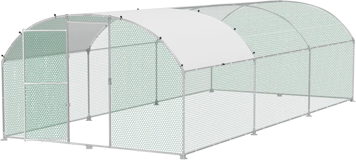 Hühnerstall Metall Freilaufgehege Freigehege. Geflügelstall Kleintiere. Verzinkter Stahlrahmen mit PE Dach. Bogenaufsatz (3x6m)