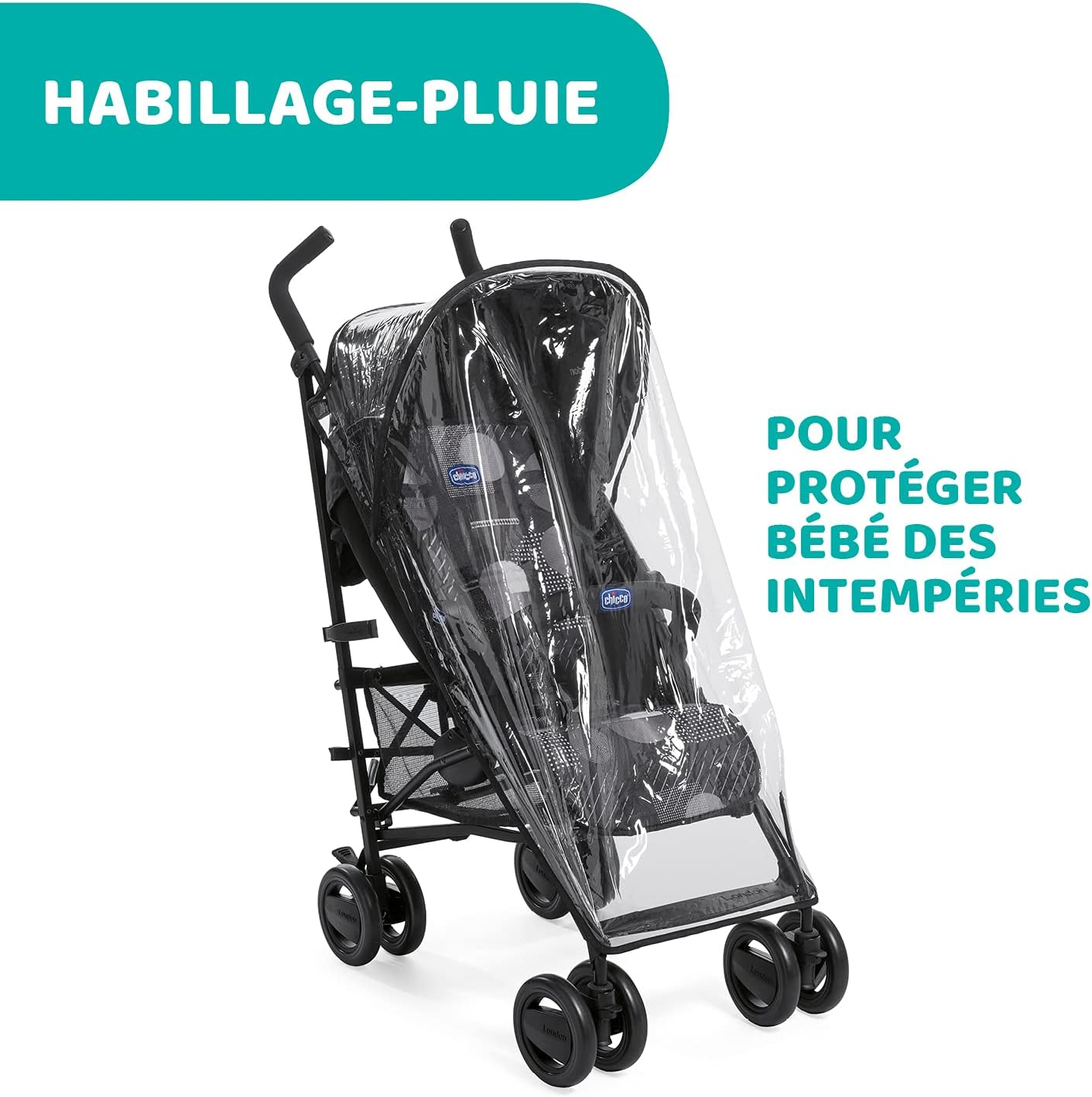 Chicco London Up Lightweight and Compact Stroller, Reclining Backrest with Protective Arc, Umbrella Folding - from Birth to 15 Kg - Matrix