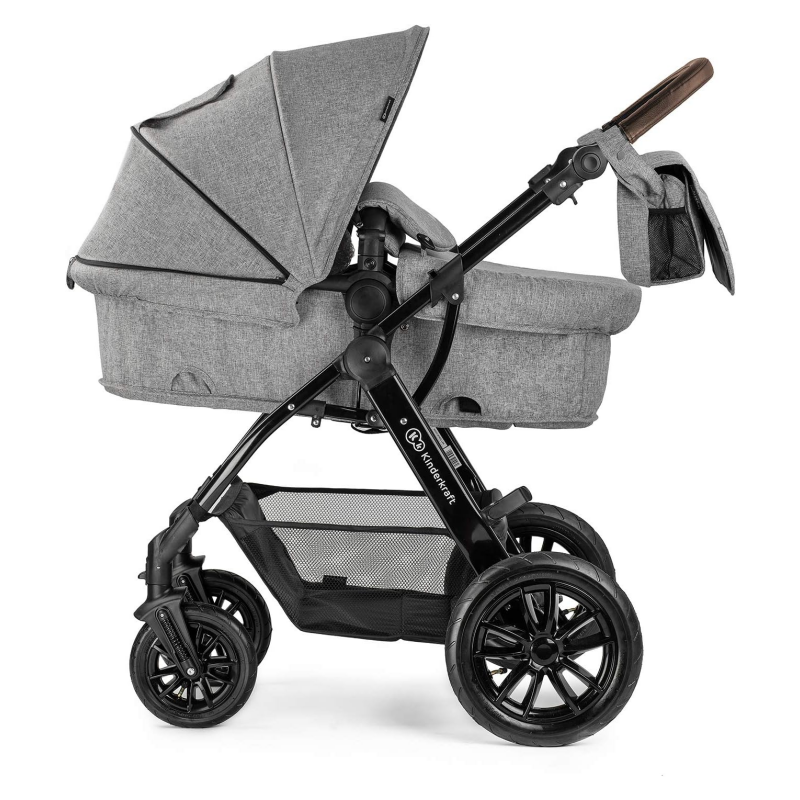 Poussette Kinderkraft Moov + Nacelle + Coque Auto Mink Pro - Grey Melange