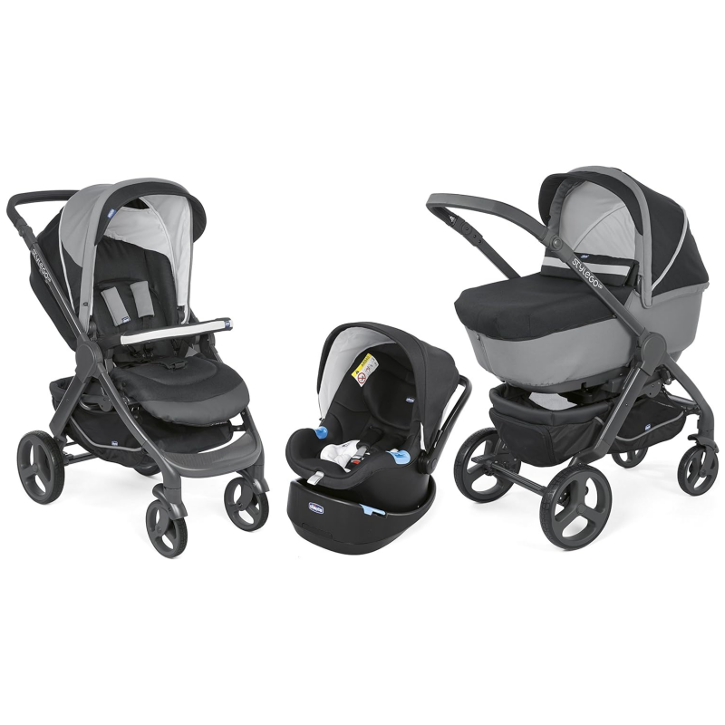 Chicco - Trio StyleGo Up, 3 in 1 Combination Stroller, Jet Black
