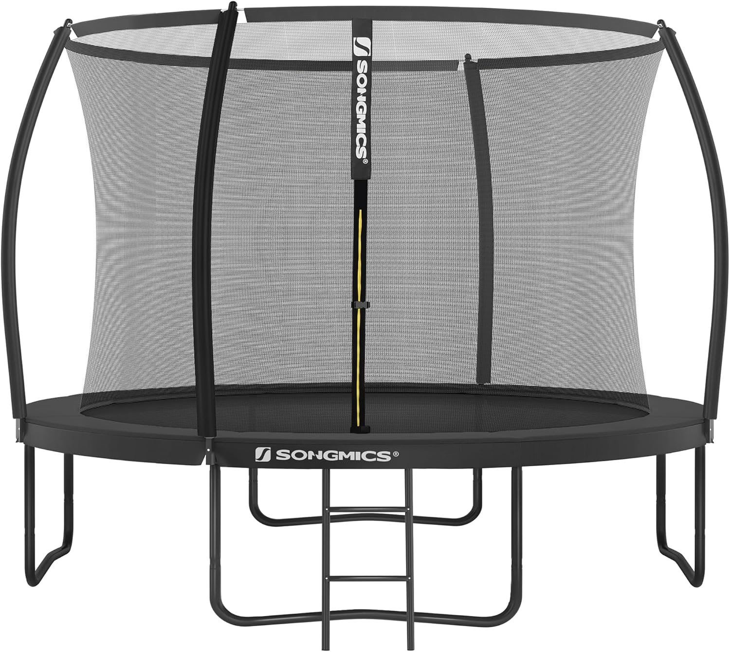 SONGMICS Trampolin Outdoor Ø 305 cm. rundes Gartentrampolin für Kinder mit Sicherheitsnetz. Randabdeckung. Leiter und gepolsterten Stangen