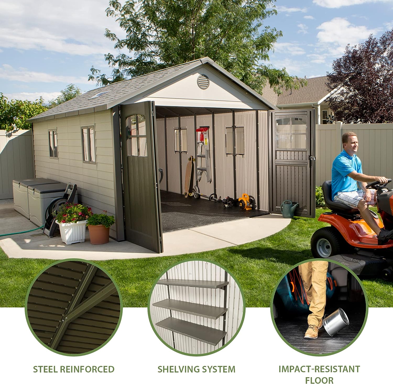 Lifetime 11 x 18.5 Ft. Outdoor Storage Shed. 11 x 18.5. Desert Sand