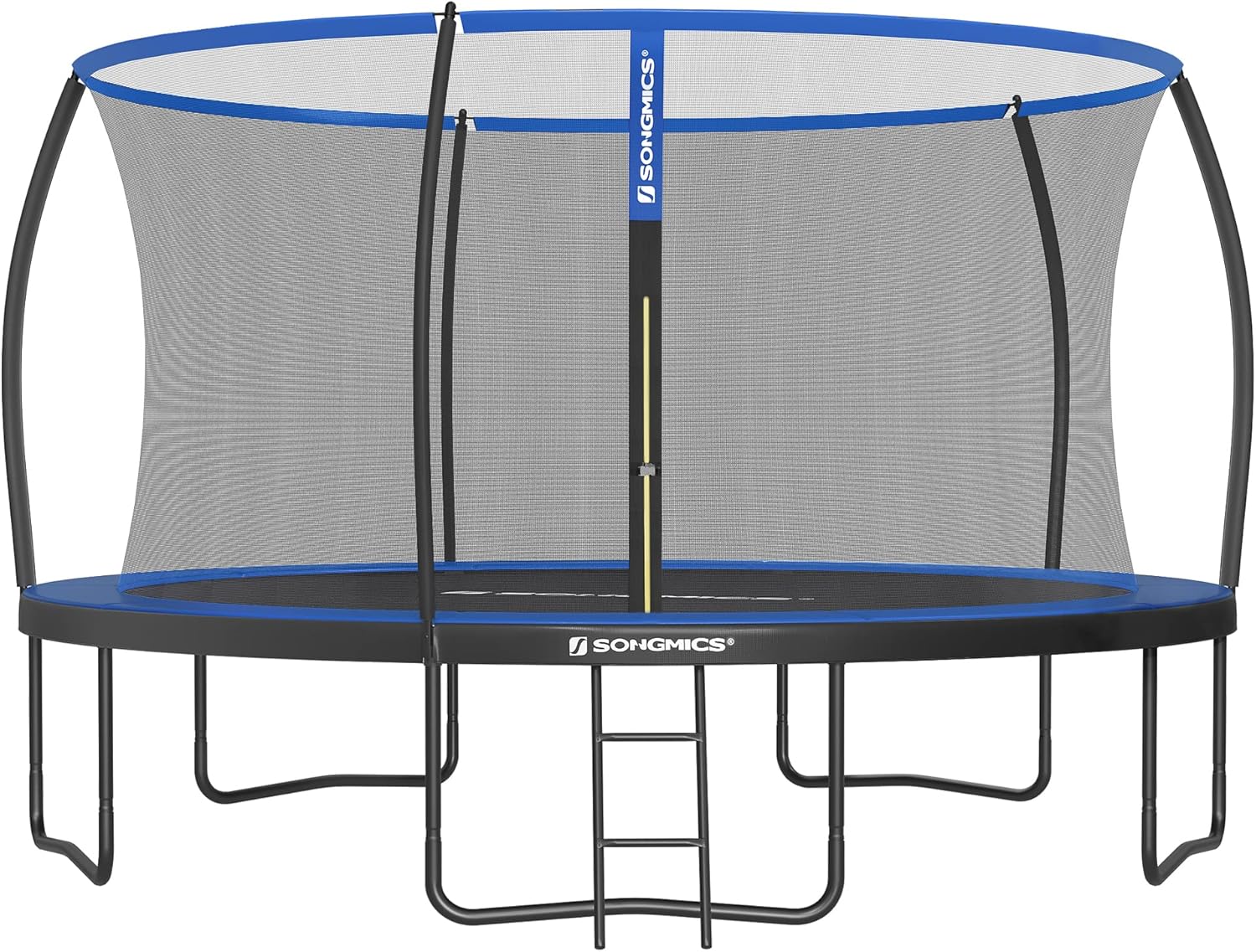 SONGMICS Trampolin Outdoor Ø 427 cm. rundes Gartentrampolin für Kinder mit Sicherheitsnetz. Randabdeckung. Leiter und gepolsterten Stangen