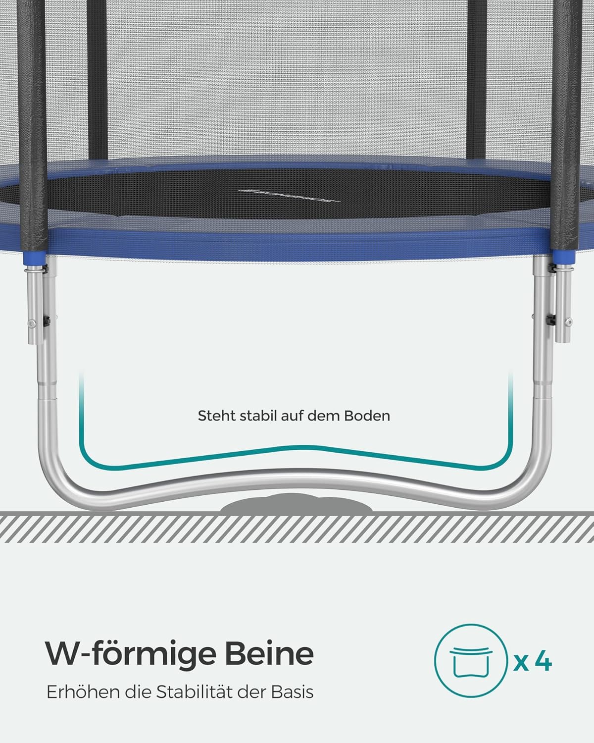 SONGMICS Trampolin Outdoor Ø 305 cm. rundes Gartentrampolin mit Randabdeckung. mit Sicherheitsnetz. mit Leiter und gepolsterten Stangen