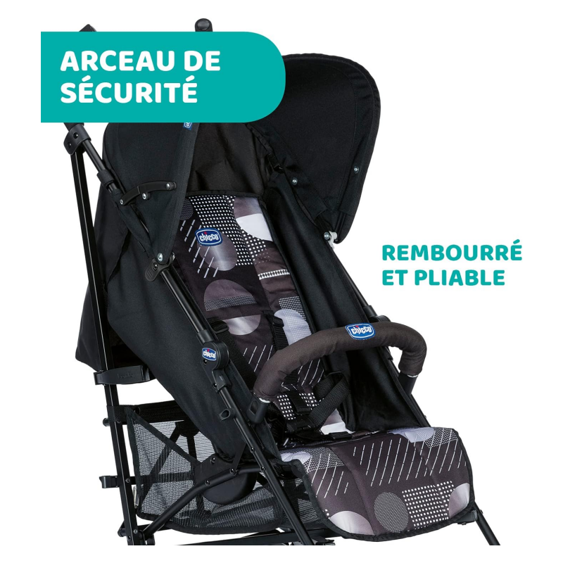 Chicco London Up Lightweight and Compact Stroller, Reclining Backrest with Protective Arc, Umbrella Folding - from Birth to 15 Kg - Matrix