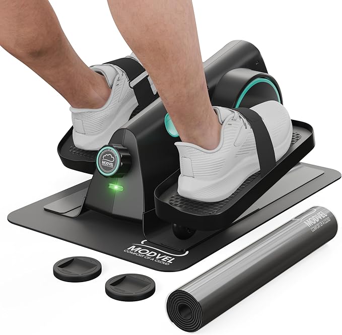 MODVEL Seated Under Desk Elliptical Machine for Home Workout, Mini Elliptical, Desk Bike Pedal Exerciser, Whisper Quiet, Under Desk Pedal Exerciser w/Adjustable Resistance & LCD Display