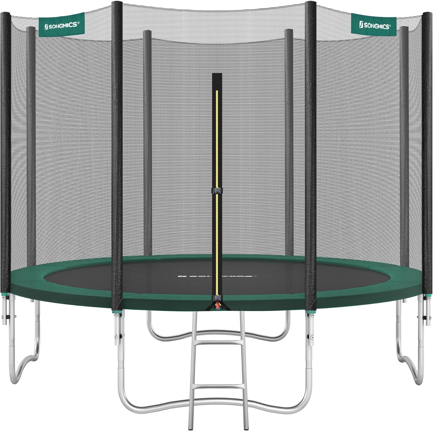 SONGMICS Trampolin Outdoor Ø 244cm. rundes Gartentrampolin mit Randabdeckung. mit Sicherheitsnetz. mit Leiter und gepolsterten Stangen