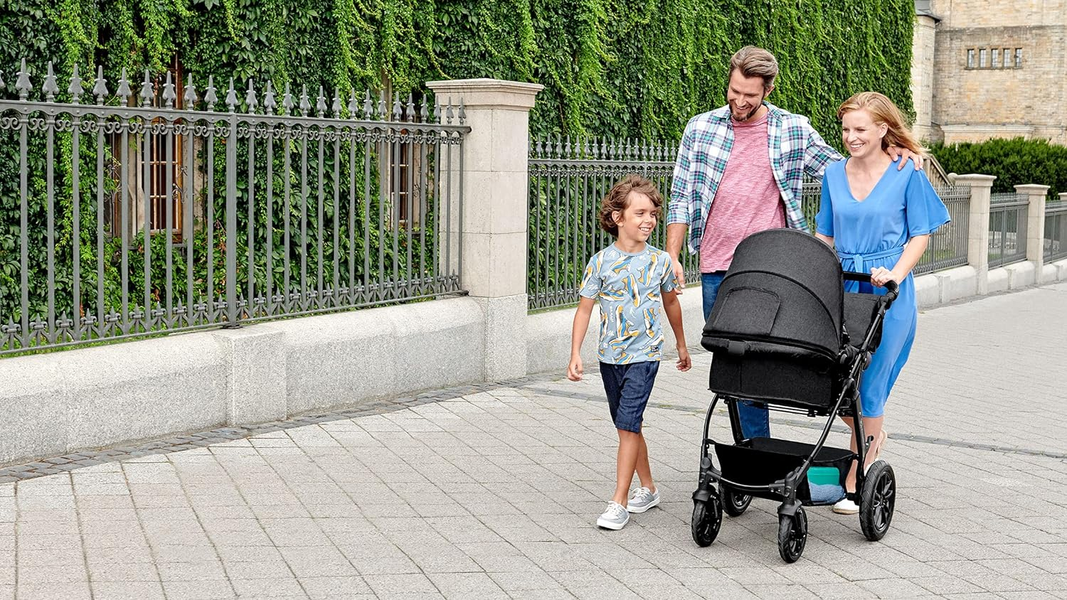 Kinderkraft MOOV 3 in 1 Stroller, Cane Stroller, Trio, Baby Stroller, Baby Pram, With Car Seat, Accessories, Universal Adapters, Carrycot, Big Wheels, 25kg,