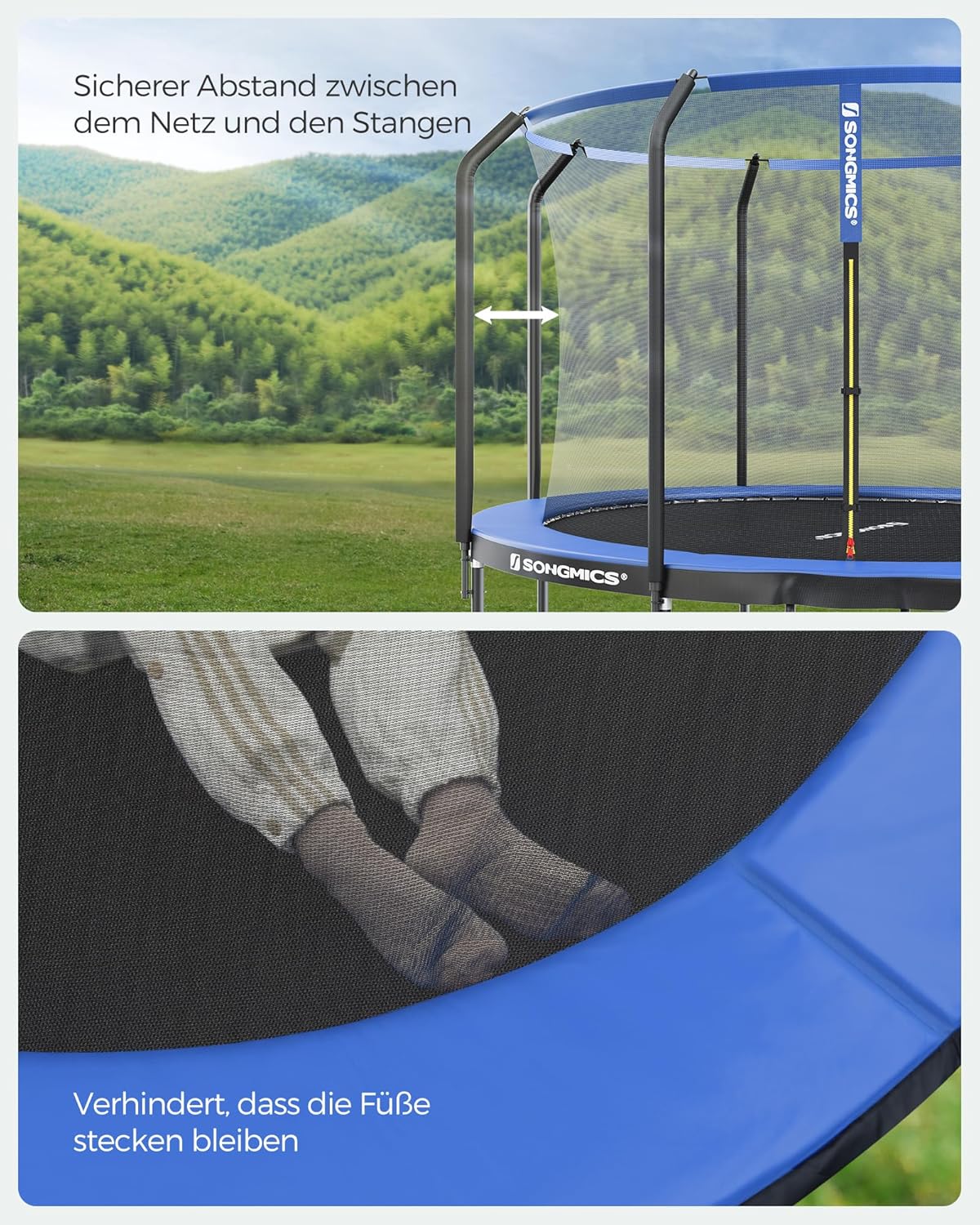 SONGMICS Trampolin Outdoor Ø 366 cm. rundes Gartentrampolin mit Sicherheitsnetz und Leiter. Randabdeckung. gepolstertes Gestell. für Kinder