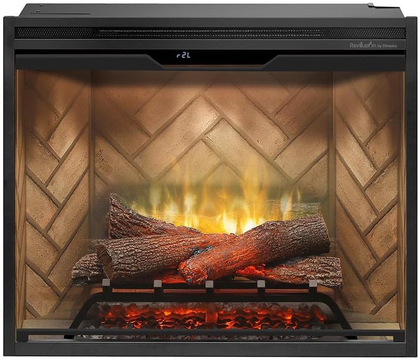 Dimplex Revillus2ion® 30 Inch Built-in Electric Fireb1ox - Herringbone Brick Background