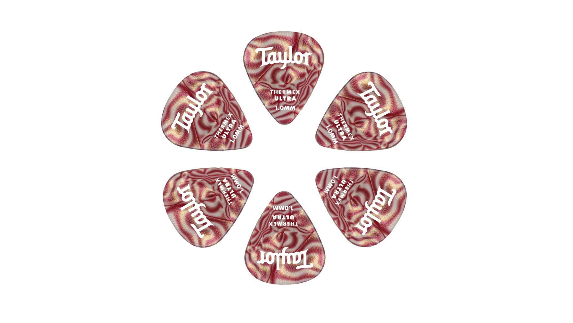 Taylor Premium 351 Thermex Ultra Guitar Picks, Ruby Swirl, 6-Pack