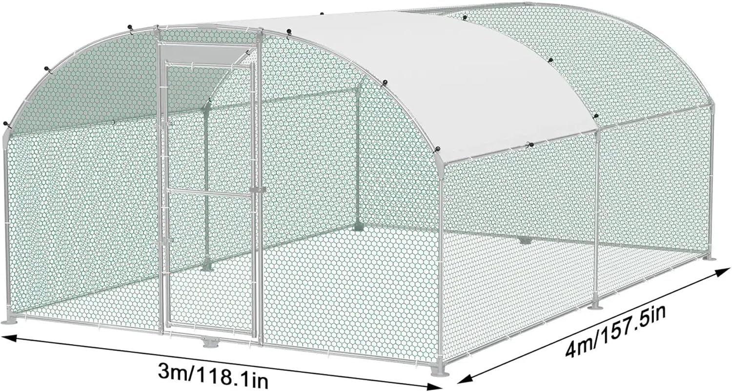 Hühnerstall Metall Freilaufgehege Freigehege. Geflügelstall Kleintiere. Verzinkter Stahlrahmen mit PE Dach. Bogenaufsatz (3x4m)