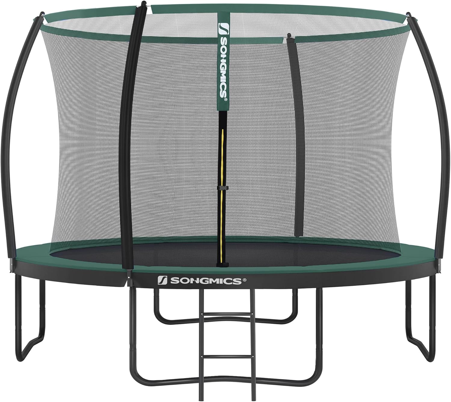 SONGMICS Trampolin Outdoor Ø 244 cm. rundes Gartentrampolin für Kinder mit Sicherheitsnetz. Randabdeckung. Leiter und gepolsterten Stangen