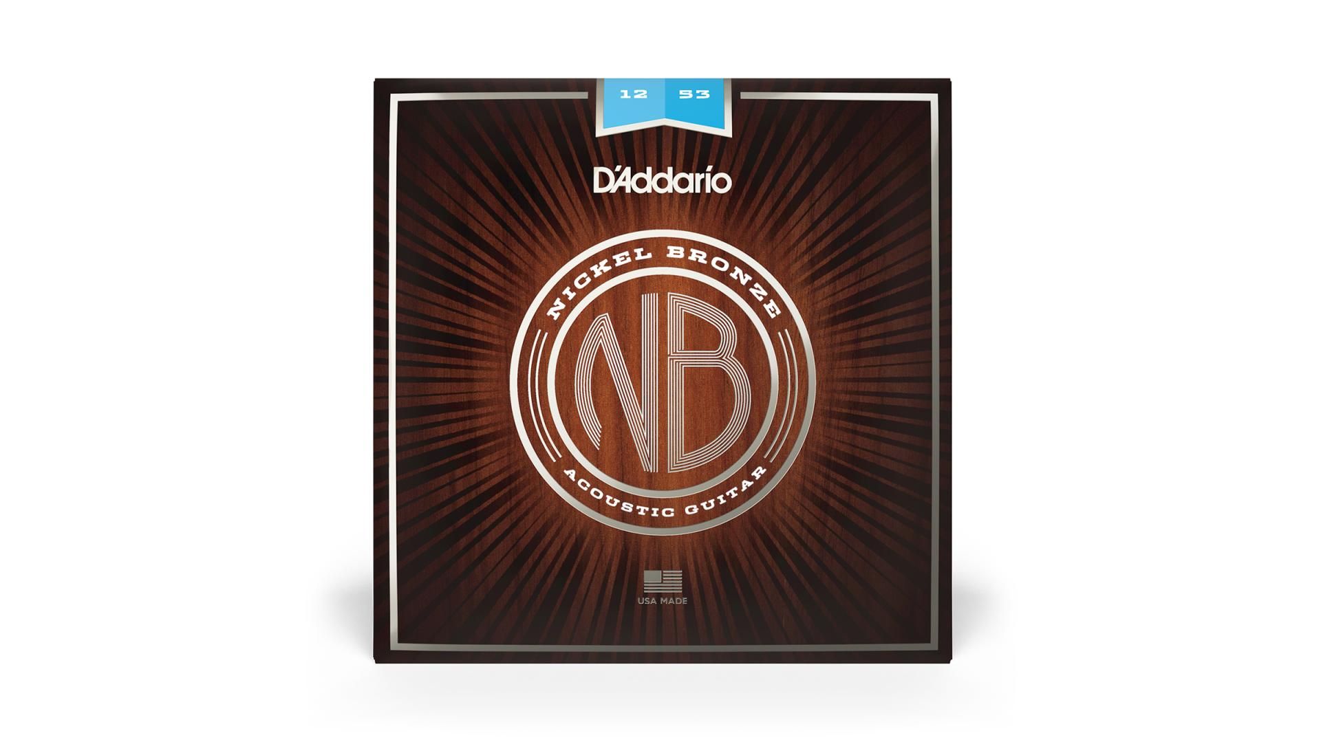 D'Addario NB1253 Nickel Bronze Acoustic Guitar Strings, Light, 12-53